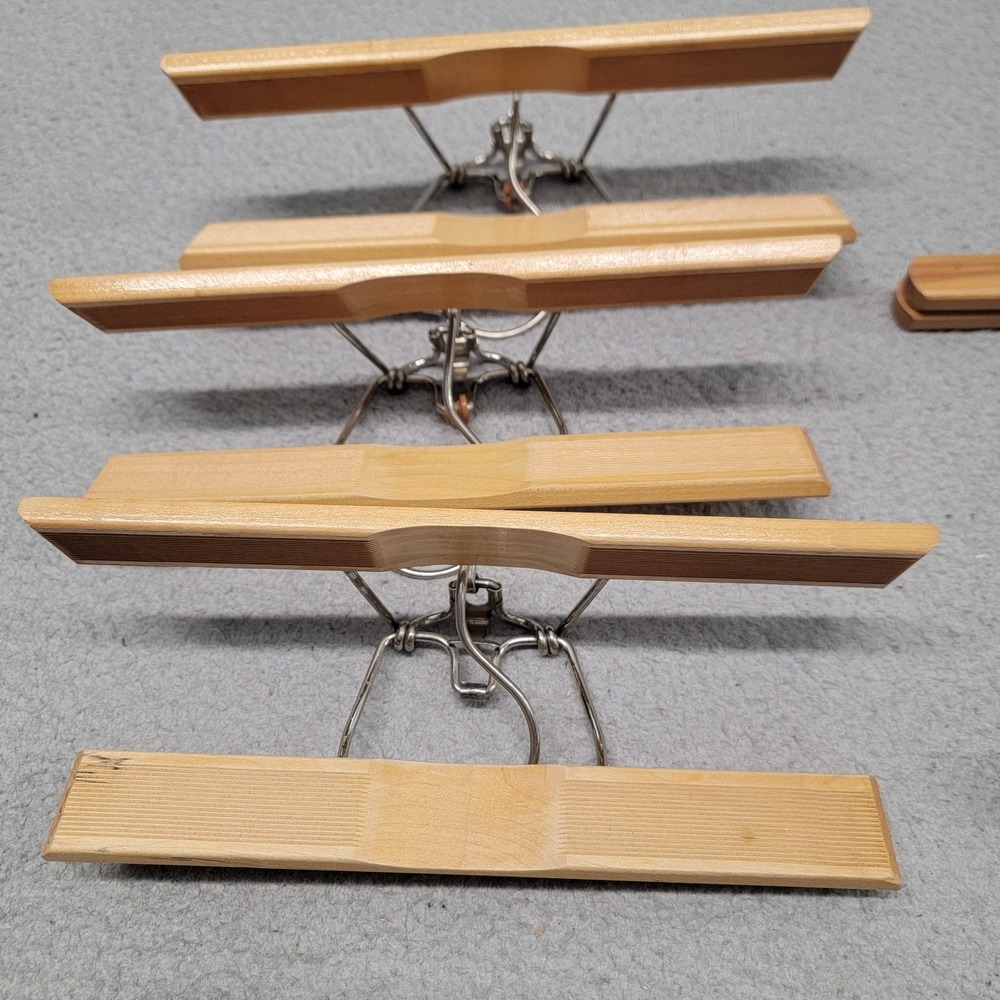 Vintage Setwell Wood Pants Hanger Clamp Lot Of 5 Skirt Brown Metal Non Slip - Picture 4 of 12